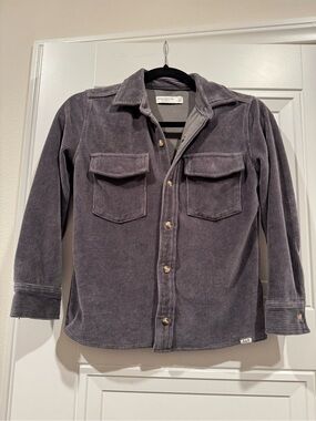 Abercrombie & Fitch Charcoal Corduroy Button-Front Shirt Jacket